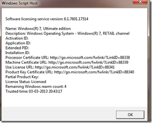 microsoft windows 7 licensing status